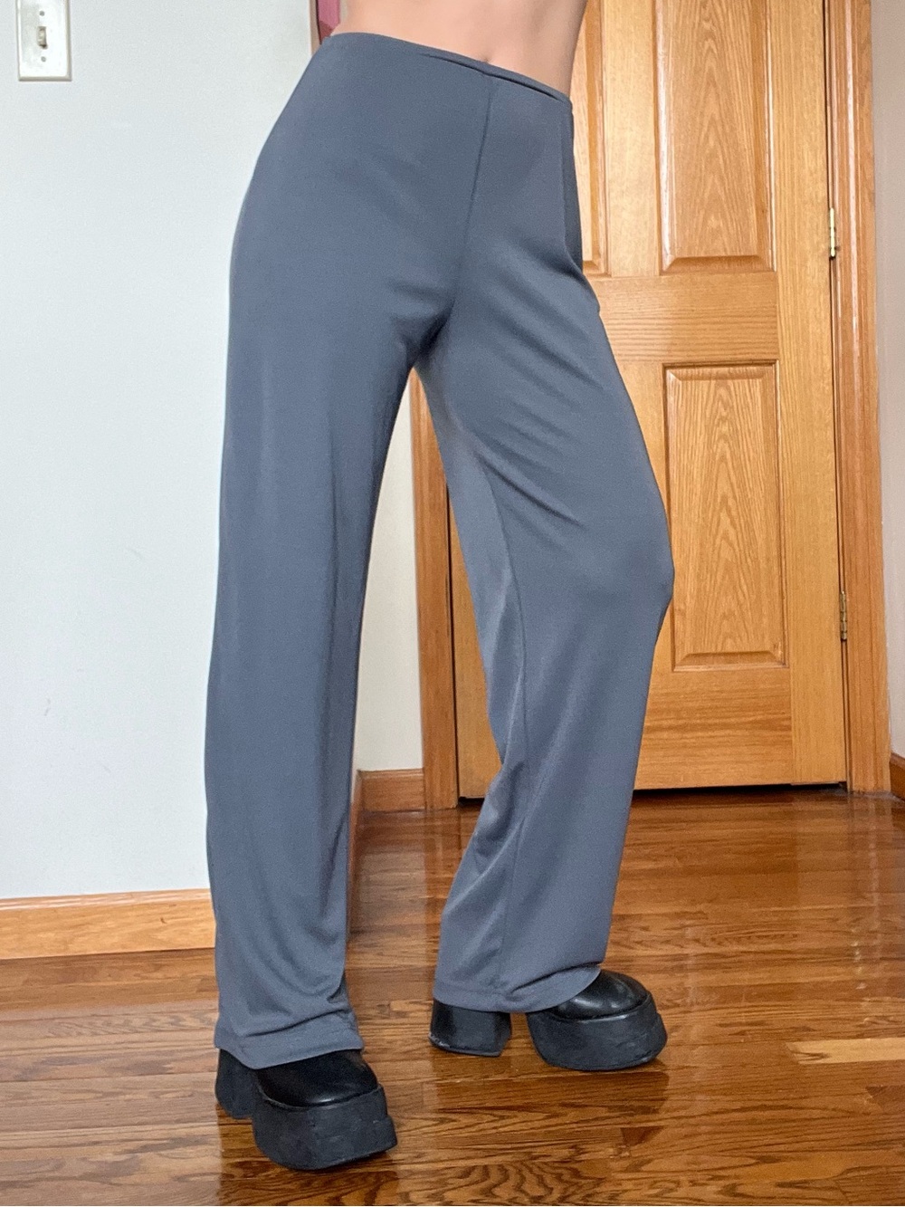 Vintage Gray Wide-Leg Stretch Pants